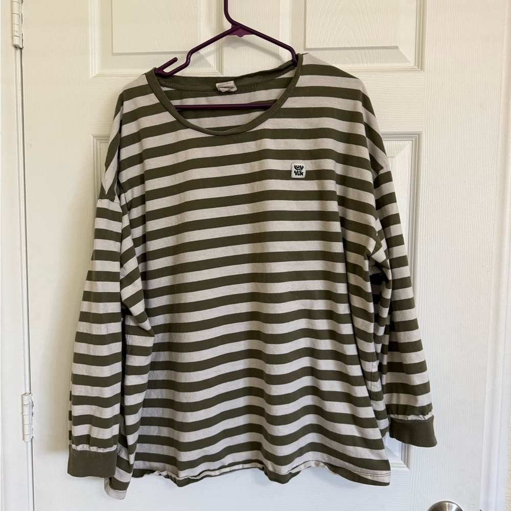 Lucy & Yak Green and White Striped Top